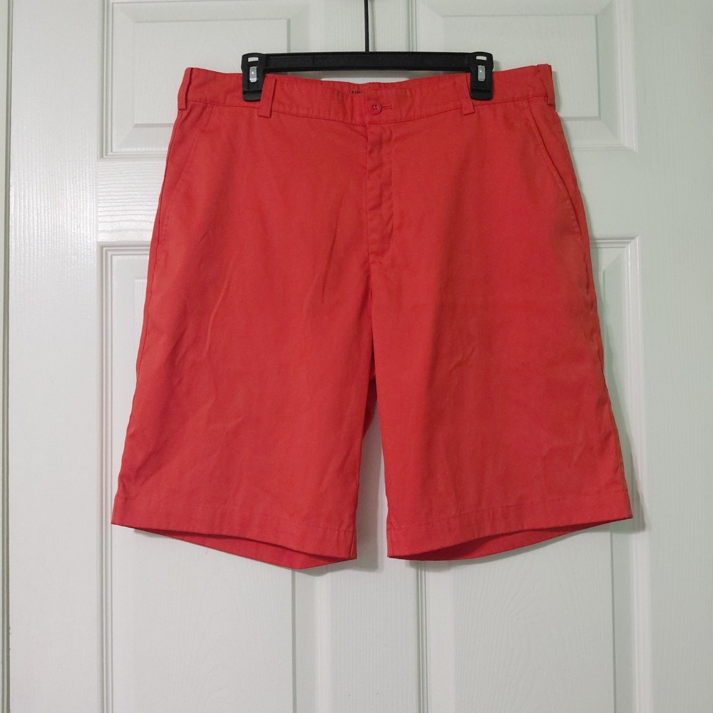 Nike Golf Shorts 34 Orange Dri-Fit Stretch Flat Front Tour Performance Mens